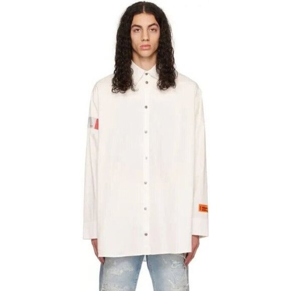 Heron Preston Cotton Twill Poplin Shirt M Mens White - Picture 2 of 16